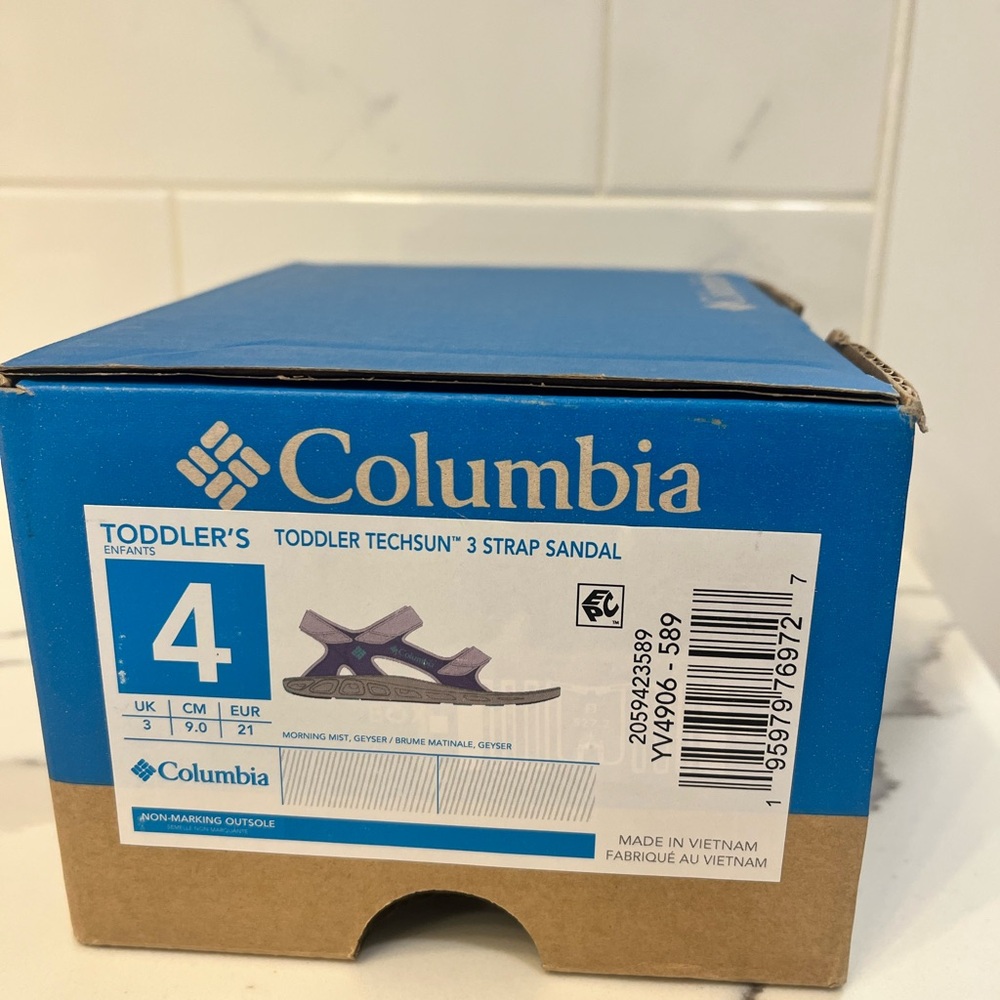 New Columbia unisex-child Techsun 3 Strap Sandal.Size 4 Toddler Purple/Blue‎ - Picture 8 of 8